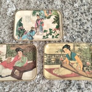 Oriental Art Decorative Tray Set